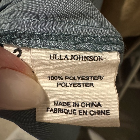 Ulla Johnson Plunge Neckline Midi Dress Teal Ruffle Hem Size XS / US 2 - Picture 5 of 6